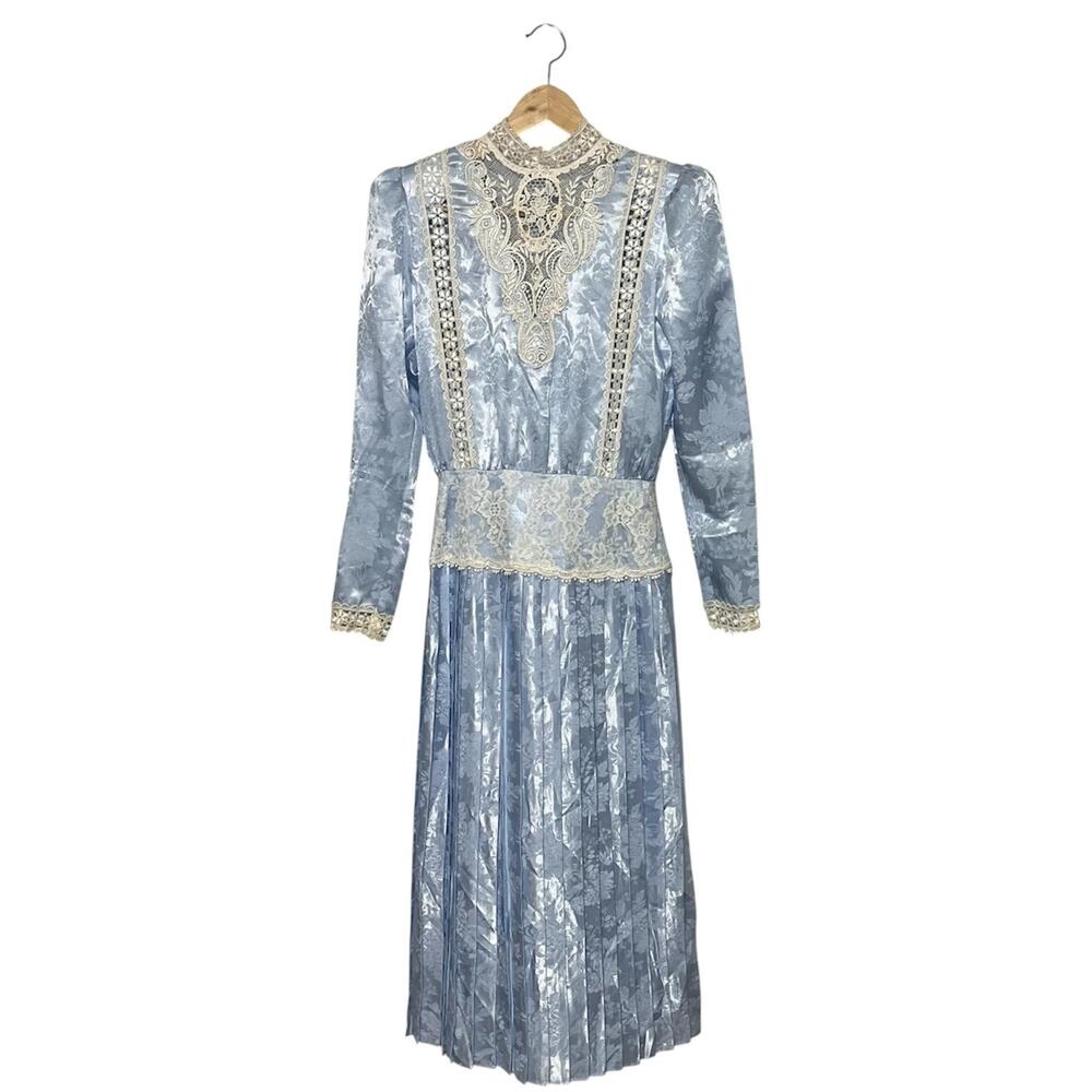 Vintage Scott McClintock Dress Womens S Jacquard Lace Victorian Prairie Formal